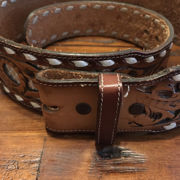 Tony Lama ladies leather name stamped western belt main image 6